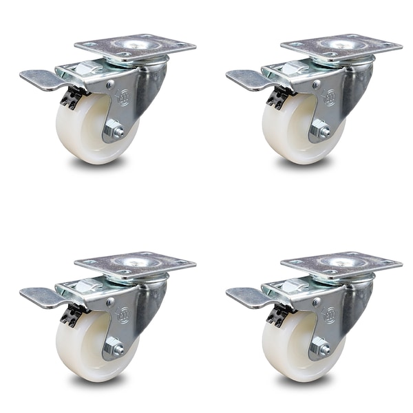 Service Caster 3 Inch Nylon Wheel Swivel Top Plate Caster Set with Total Lock Brake SCC SCC-TTL20S314-NYS-4 - main